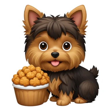 yorkie eating sticker