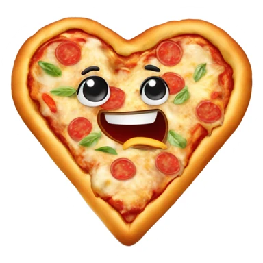 Cuore a forma di pizza con sopra wrustel e patatine fritte sticker