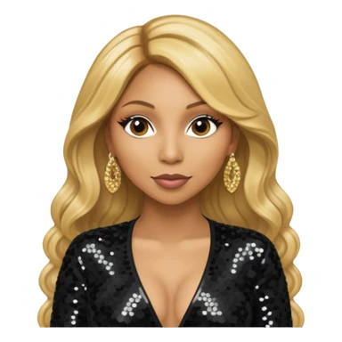 Tamar Braxton with long golden blonde hair, black sequin outfit sticker