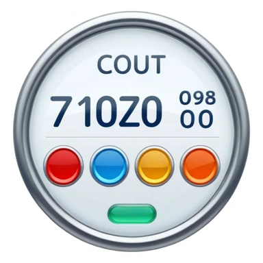 A clean, minimalist “credit counter” badge icon that communicates cumulative usage of design tokens (colours, font sizes, spacing) with an intentional economy of variation. sticker