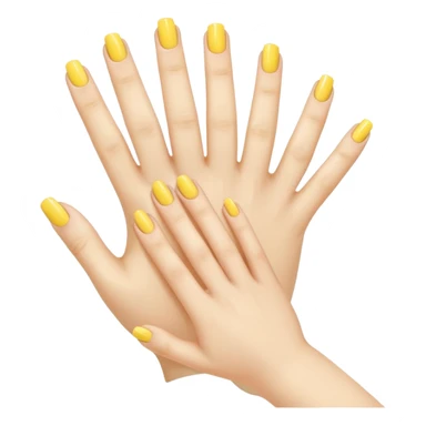 Generate a high-quality illustration of a generic hand with yellow nail polish being applied, 5 fingers, flat vector or simple cartoon style, no recognizable person, no facial features, no brand markings, simple white background, high-resolution.
 sticker