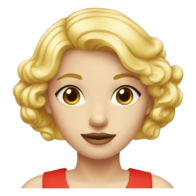 Fille très jolie blonde au yeux bleu avec robe rouge  sticker