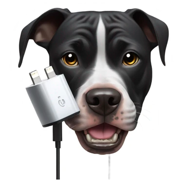 black pitbull eating charger sticker