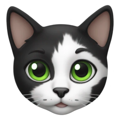 black-and-white cat with green eyes sticker