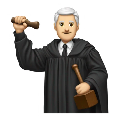 judge with small woodden hammer sticker