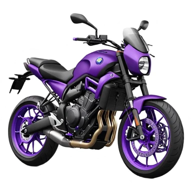 Créer un emoji copiable sur mon système iOS avec une moto mt07 noir mate nacré violet foncée. Mets une nuance intense de le violet foncée et le style de la mt07 doit être en roadster. Ok la couleur violet doit être iridescente sur le noir mat.  sticker