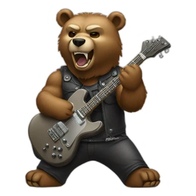 bear doing heavy metal sign sticker