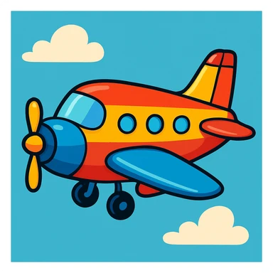 airplane, vibrant toon style sticker