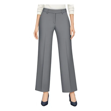 petite gray wide leg tailored pants, shorter ankle length, dress trousers, flat lay isolated garment only, no model, no human, plain white background sticker