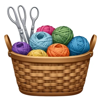 A tidy basket with neatly arranged skeins and scissors. sticker