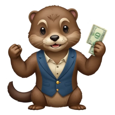 generate a take my money otter emoji, similarly to the futurama phlipp emoji. with philipp holding some banknotes in his fist high sticker