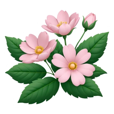 Aesthetic flowers and plants growing from the ground in colours of soft pink matching the deep green leaves (to describe/match with the word flourish) sticker