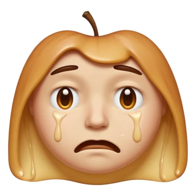 Apple-style emoji person inspired by the Apple melting face emoji (🫠), with a slightly drooping lower face due to heat, solid soft texture, annoyed and exhausted expression, raised eyebrow, unimpressed half-closed eyes, subtle sweat drops, consistent skin color, no dripping or glossy liquid effec. sticker