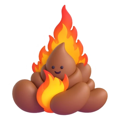 stylized poop with fire elements, vibrant and fun sticker