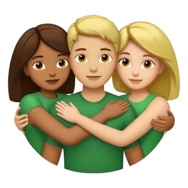 three people with a curcle that unites them with golden and green colours sticker