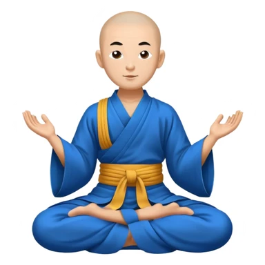 Tibetan monk floating in lotus pose in a blue kimono sticker