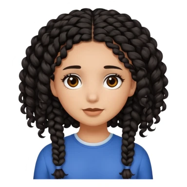a girl with curly dark brown hair and dark brown eyes. add a best friend who is black with black braids and dark brown eyes sticker