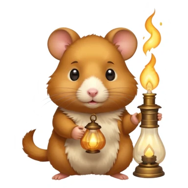 hamster holding oil lamp light sticker