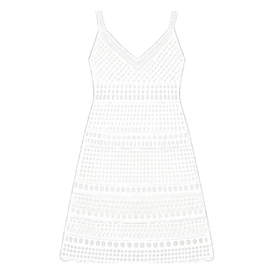 white crochet summer sundress, flat vector sticker