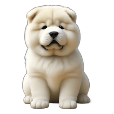 Chow chow white black tiny marks on face pup, young cute,furry shiny dog cute, realistic, young,sitting on floor, beautiful picture, 4k, 16k sticker