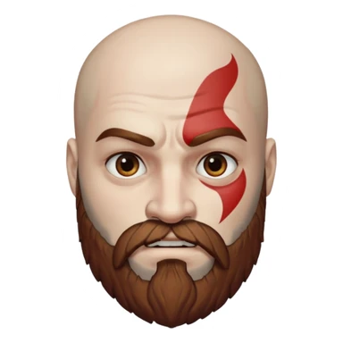God of War Kratos (white skin, beard and eyebrow color brown) sticker