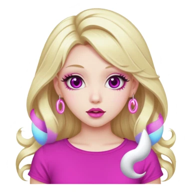 blonde girl, hypnotized eyes, magenta spiral pupils, big pink lips, bimbo, pink top, diva, gyaru, long hair  sticker