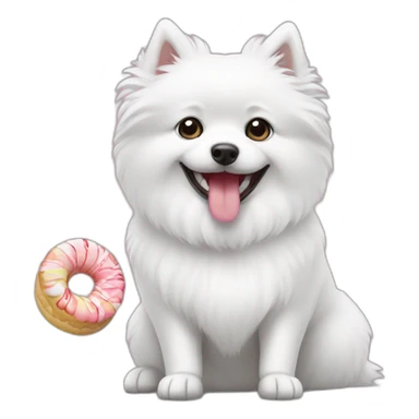 White spitz eating sweets sticker