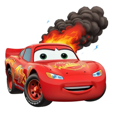 Lightning McQueen escaping a volcanic eruption sticker