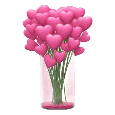 10000000 huge pink hearts on stems in a clear glass vase sticker