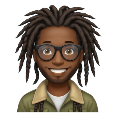 a black african guy with dreadlocks, wearing black shades and aura farming emoji sticker