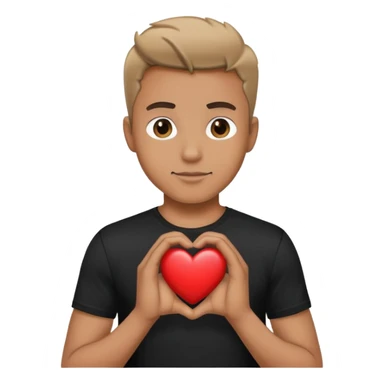 A man in a black t-shirt holding a heart in his hands sticker