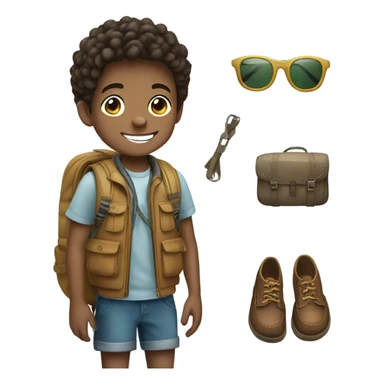 smiling boy outdoors with accessories sticker