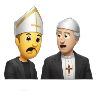 Geoff Keighley arguing with Angry Joe while wearing pope hat that is also a Dorito sticker