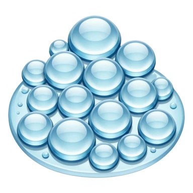 translucent cluster of irregular crystal-like grains, gelée and glossy, slightly rounded and bumpy, pearly white to transparent, living hydrated structure, soft lighting, emoji scale sticker