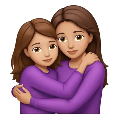 Hispanic mother and daughter brown hair hugging sticker