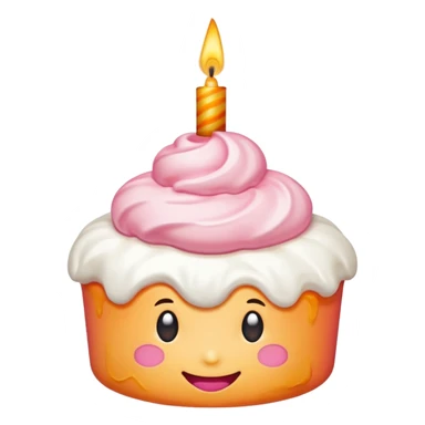 Peach emoji covered with whipped cream and a birthday candle on it sticker