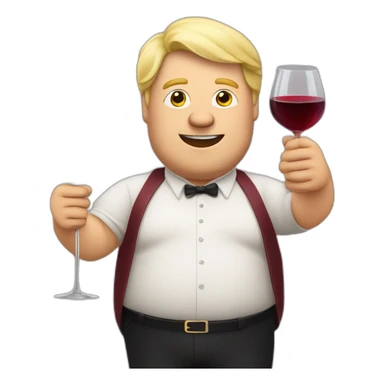 Fat blond man with a glass of red wine in his hand dan un like a drunk sticker