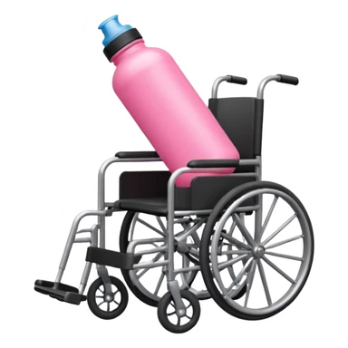 Pink water bottle sitting on a wheelchair with cars in the background  sticker