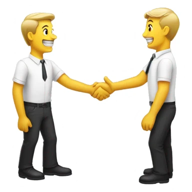 two toilets have a handshake sticker