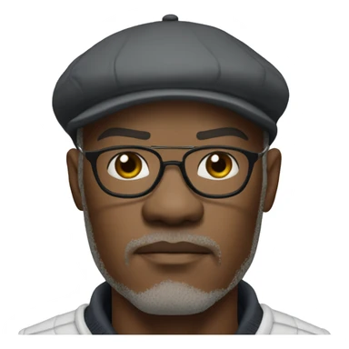 bald samuel l jackson serious wearing shirt and backwards Kangol sticker