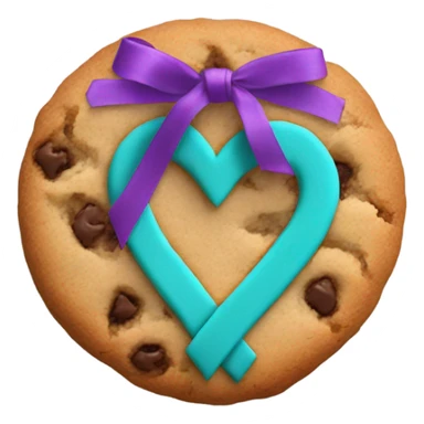Cookie heart with purple teal awareness ribbon loop sticker