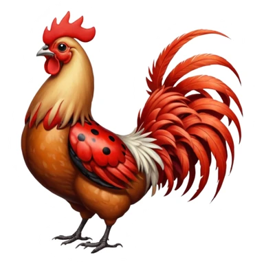 Ladybug with a rooster sticker