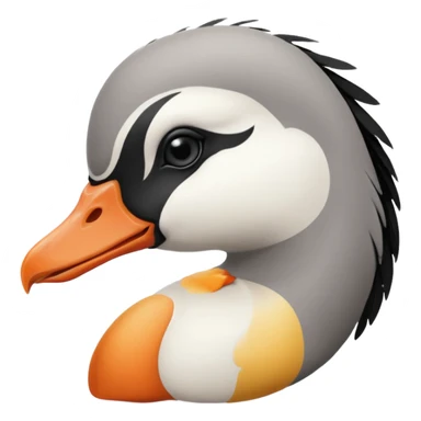 goose facing forward that is emo with swoop of bangs over one eye sticker