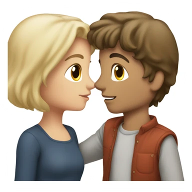 brunette boy and a blonde girl kissing eachother while holding hands sticker