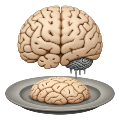 Brain on a plate next to head  sticker