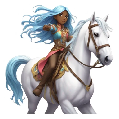 Anime girl riding a horse sticker