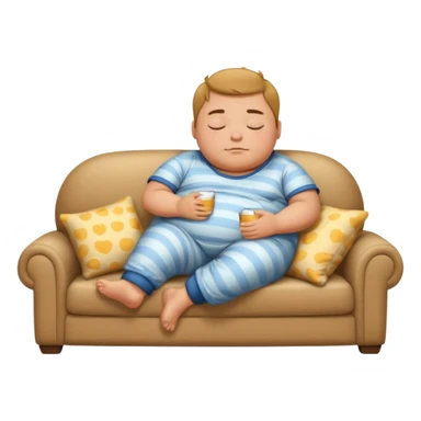 a lazy fat boy sleeping on a sofa sticker