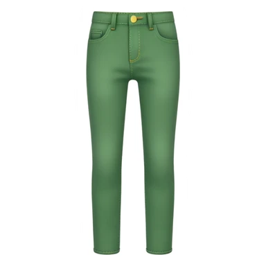 A 3D cartoon green  jeans with pockets and stitching details, casual slim fit, clean isolated background, Memoji-style. sticker