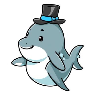 shark wearing a top hat sticker