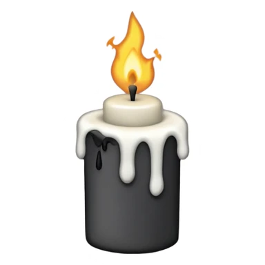 Minimalist emoji-style sticker of a candle with a broken or melted top and rising black smoke. No flame. Matte style. sticker